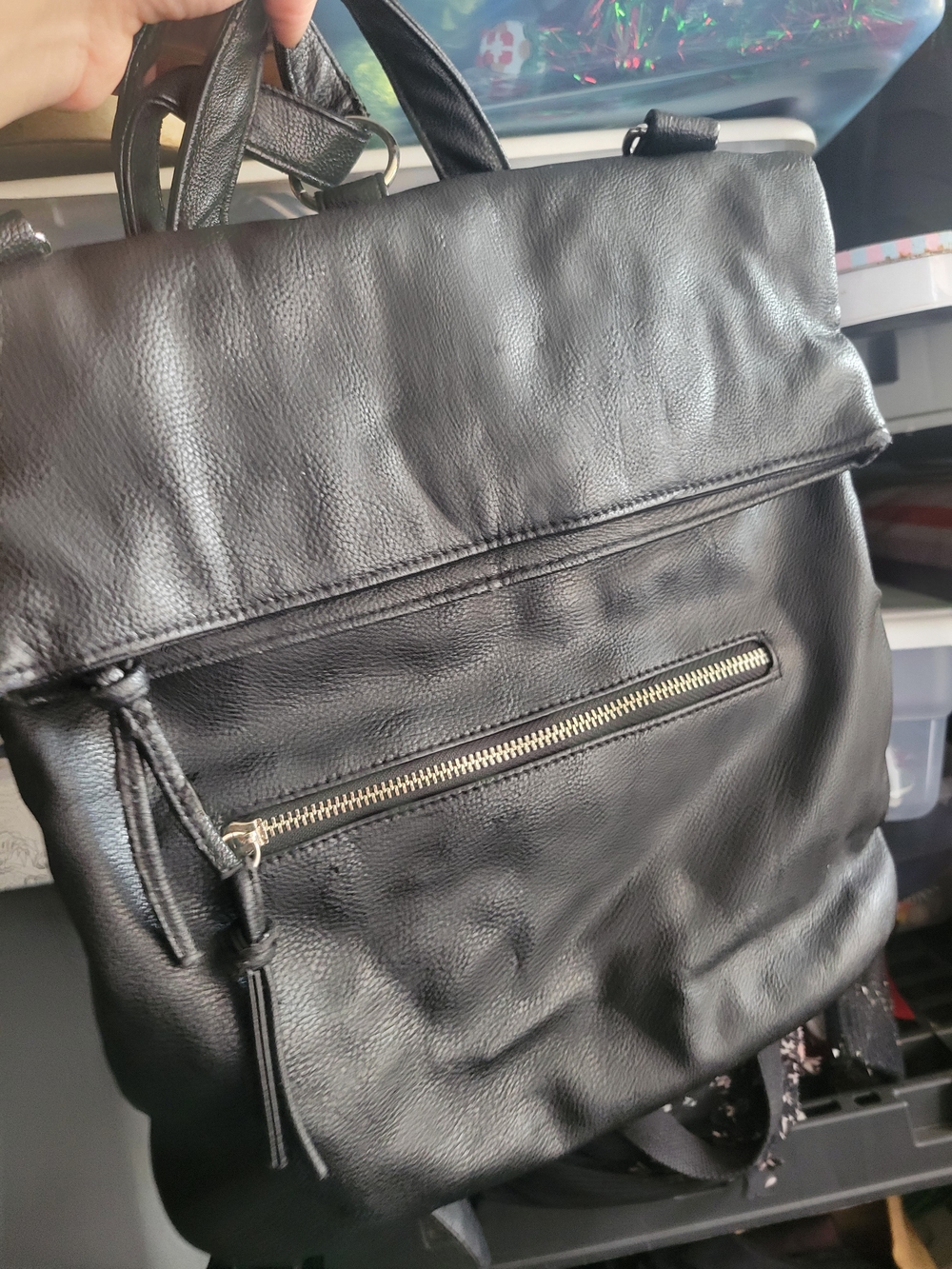 Black Leather Mossimo Backpack